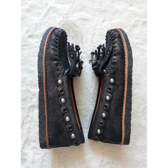 New Coach Roccasin Slip On Mocassin Flats Gold Metallic Black Size 5.5 - Picture 6 of 11